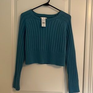 Blue Crop Sweater NWT